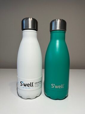 NWT S'well Set of 2 - Stainless Steel 9 oz Water Bottles: Moonstone & Eucalyptus